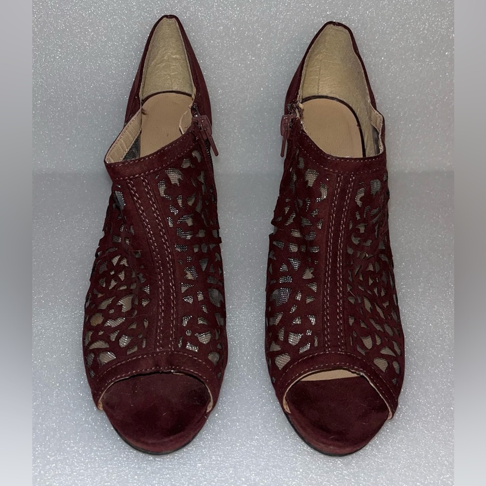 Elegant Burgundy Peep-Toe Women's Shoes